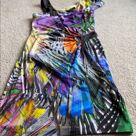 Cartise Colorful Abstract Asymmetrical Shoulder Dress size 4 - Picture 12 of 16
